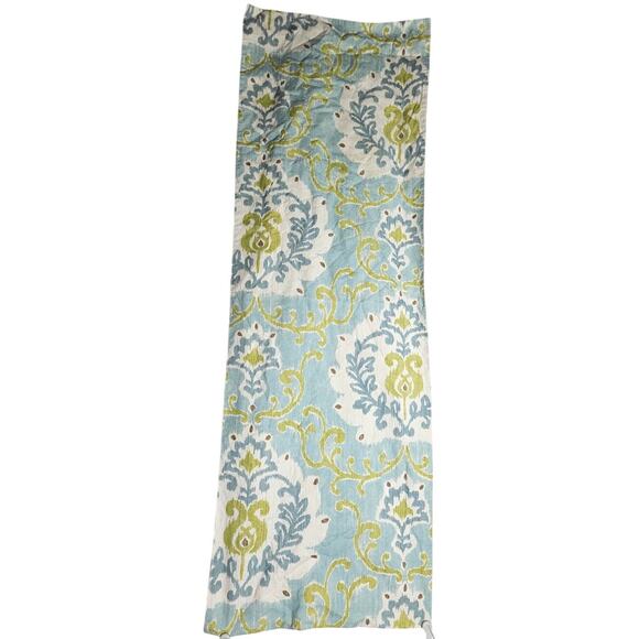 Pottery Barn Blue Green Table Runner Cotton Linen Boho Coastal Joyce Ikat - Picture 1 of 2
